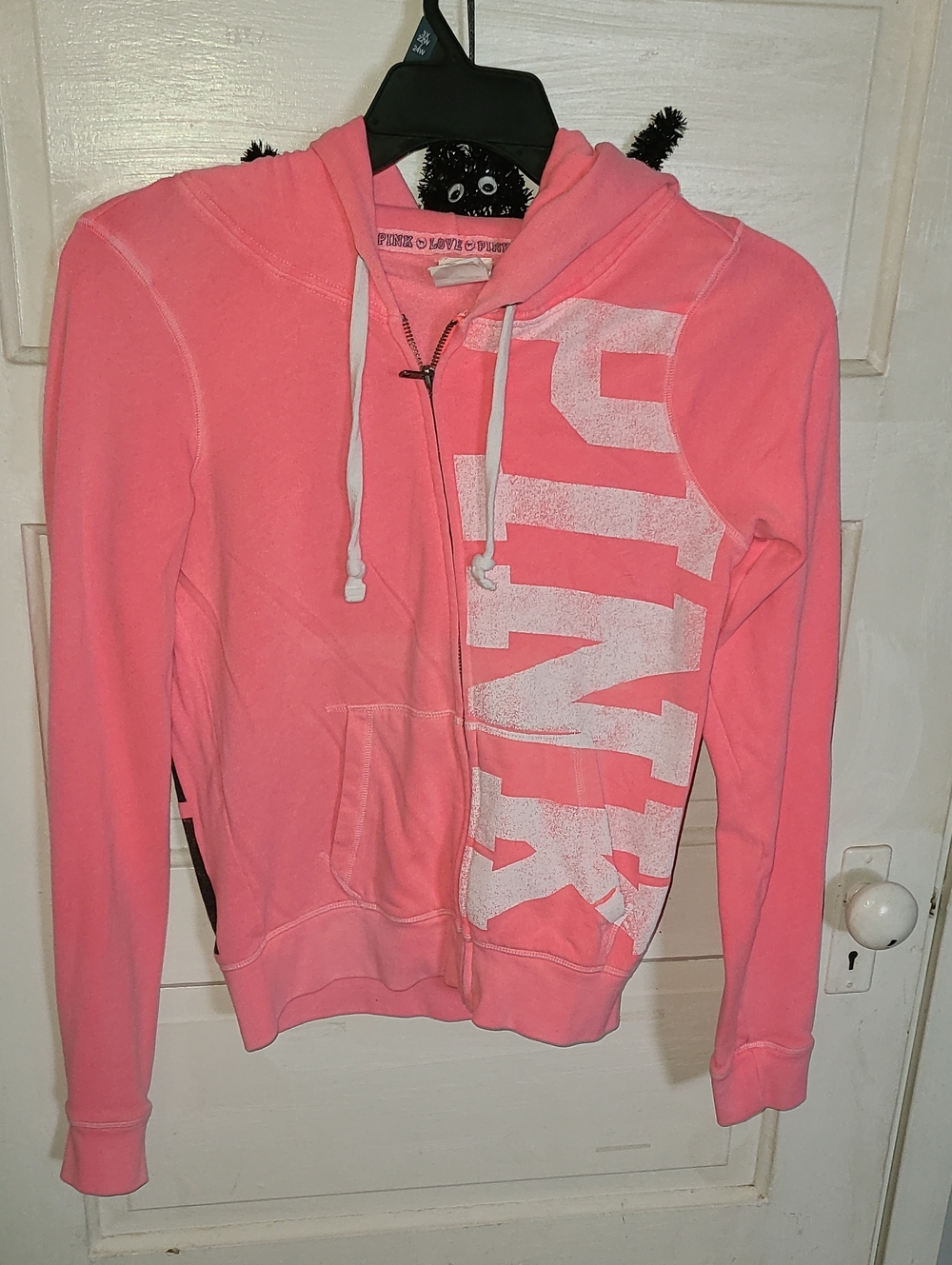 PINK Victoria's Secret Coral Pink Zip Hoodie with Bold Side Logo